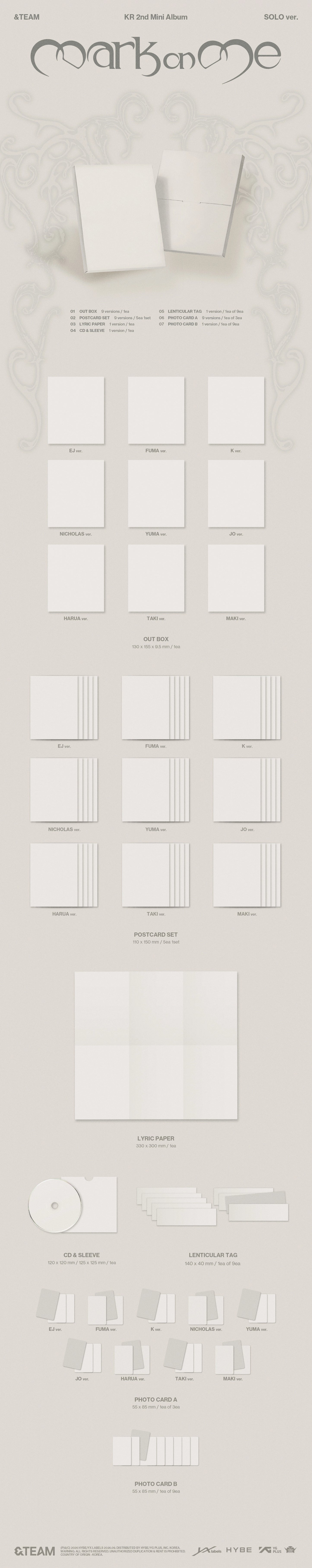[PRE-ORDER] &TEAM - Mark on Me (SOLO Ver.)