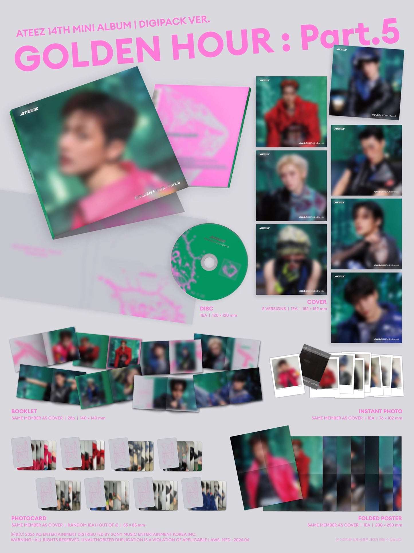 [PRE-ORDER] ATEEZ - GOLDEN HOUR PART.5 (Solo Digipack Ver) [RANDOM]
